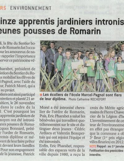 Article de presse 2016 école Marcel-Pagnol